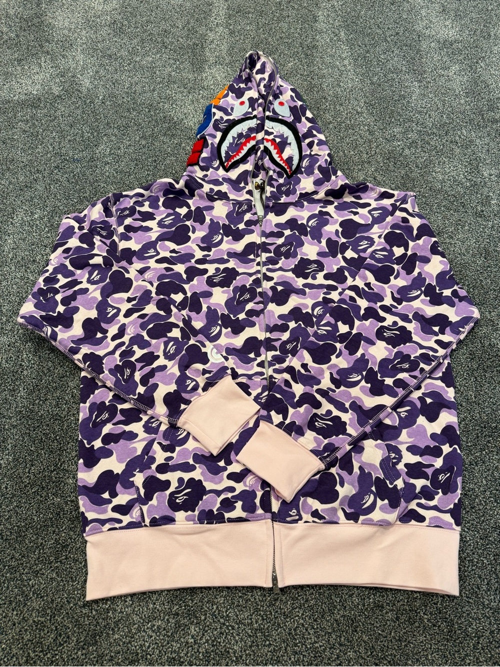 Bape Purple Camo Shark Zip Hoodie XXL Fits like XL! Read Description.